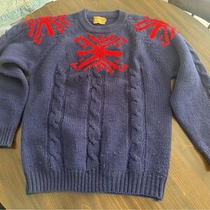 Vintage GLENCLAIR 1950s Christmas Sweater with Red Snowflake Design